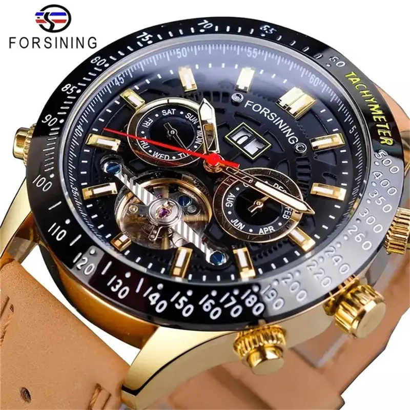 

Forsining 332L Automatic Movement Luminous Sports Waterproof Round Pointer Glass Calendar Business Quartz Watch Men CLOCK