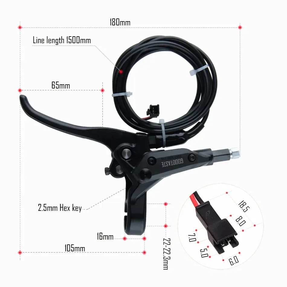 

Goodtaste GT03N Left Disc Hydraulic Brake E Bike MTB Electric Scooter Caliper 2300 Oil Pipe Rotor Power Off Bafang 2 Pin 3 Sm2a