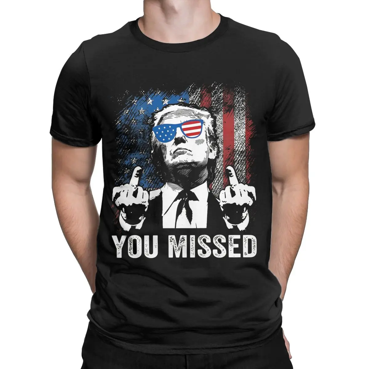 Summer Men Women Shooting At Trump Rally Shirt Accessories Trump You Missed Cotton T-shirt Clothing Vintage Tee Shirt