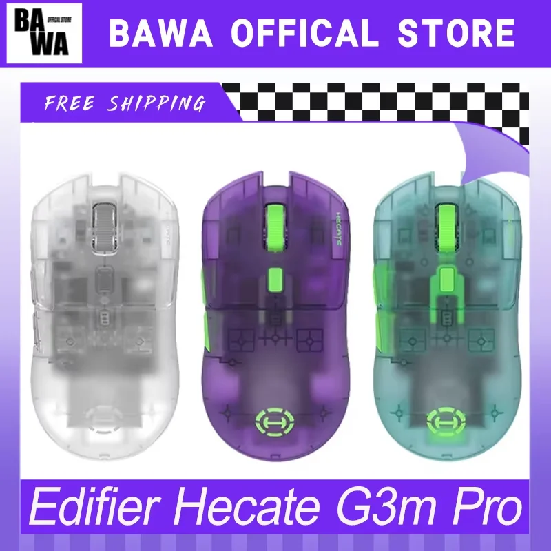 Edifier Hecate G3m Pro Mouse Tri Mode Paw3395 Wireless Mouse E-Sports Gamer Accessory Custom Lightweight For Computer Pc Gift