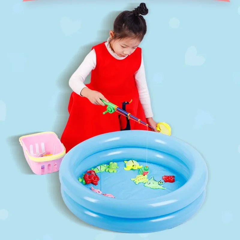 Piscina inflable redonda para bebé, colchoneta de dos pisos, juguete para peces