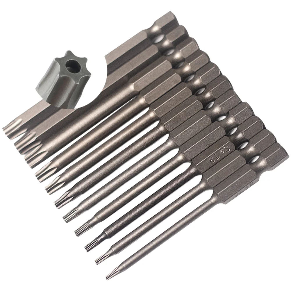 11pcs Magnetic For Torx Hollow Bit Set T6-T40 Alloy Steel Screwdriver Bits 50mm 75mm 100mm For Hard To Reach Screws Removal Tool