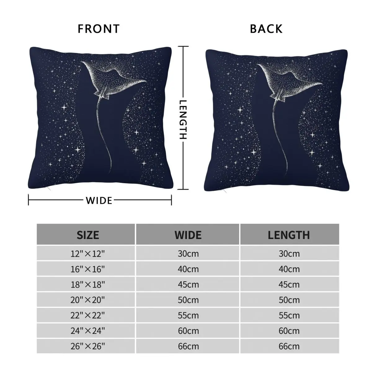 Spotted Eagle Ray Star Collector Square Pillowcase Polyester Linen Velvet Printed Decor Throw Pillow Case Sofa Cushion Case 18