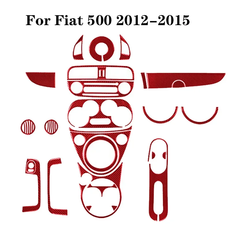 

For Fiat 500 2012 2013 2014 2015 Car Carbon Fiber Red Car Stickers Decorative Cover Trim Interior Mouldings Accessories