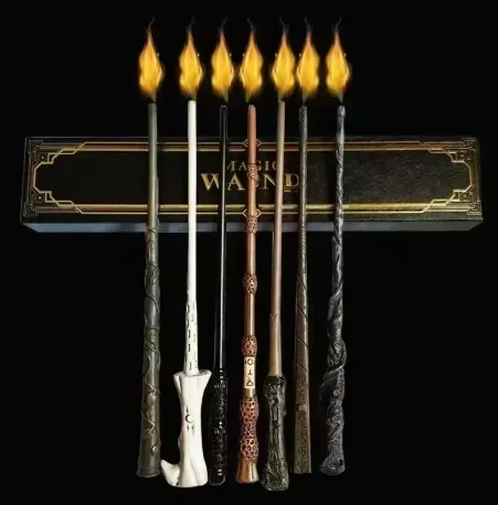 Baguette Magique Électronique Soufflant des Flammes 2026 – Accessoire de Cosplay de Sorcier pour Halloween, Noël, Fêtes, Jeu de Rôle, Jouet, Cadeau