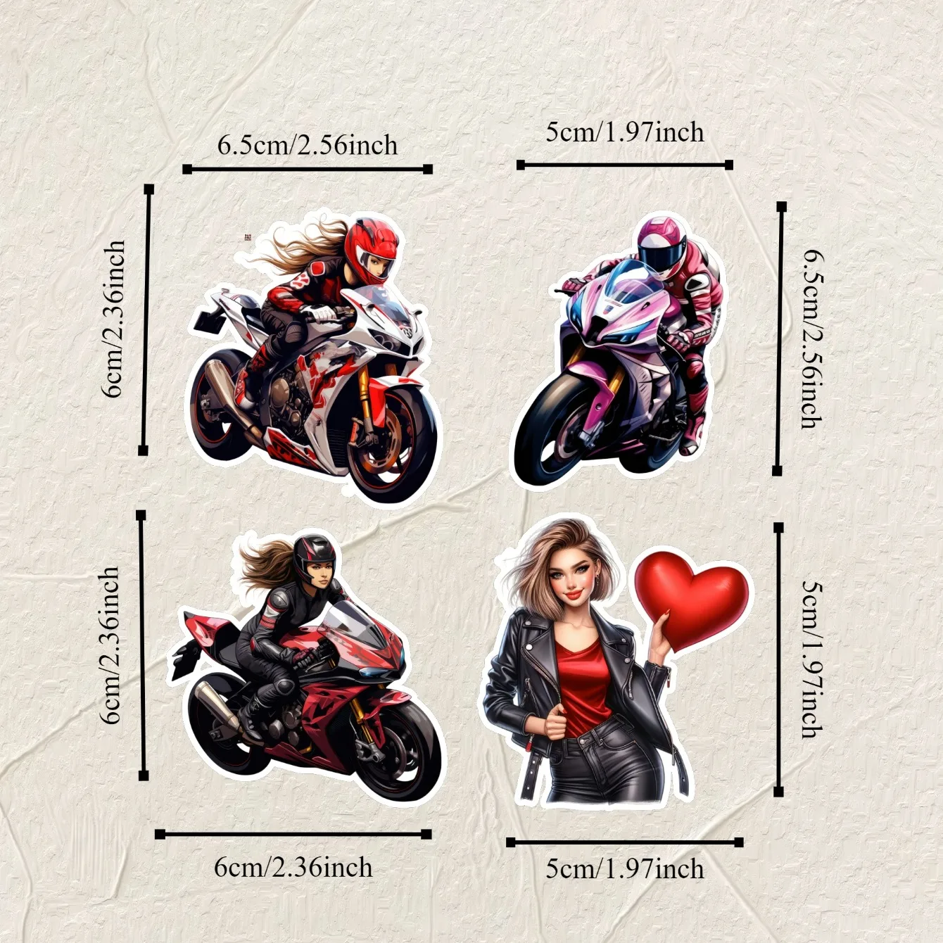 1 set  Cool and handsome leather couple motorcycle driver 2 Stickers Photo Albums Planner Journal Scrapbooking Stationary