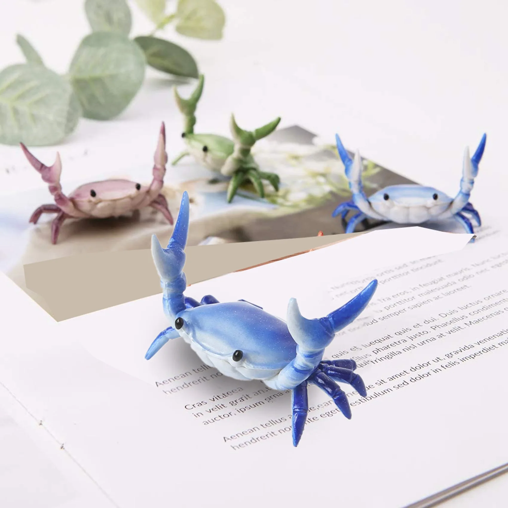 Exquisite-2X New Creative Cute Crab Pen Holder Weightlifting Crabs Penholder Bracket Storage Rack Gift Stationery Blue