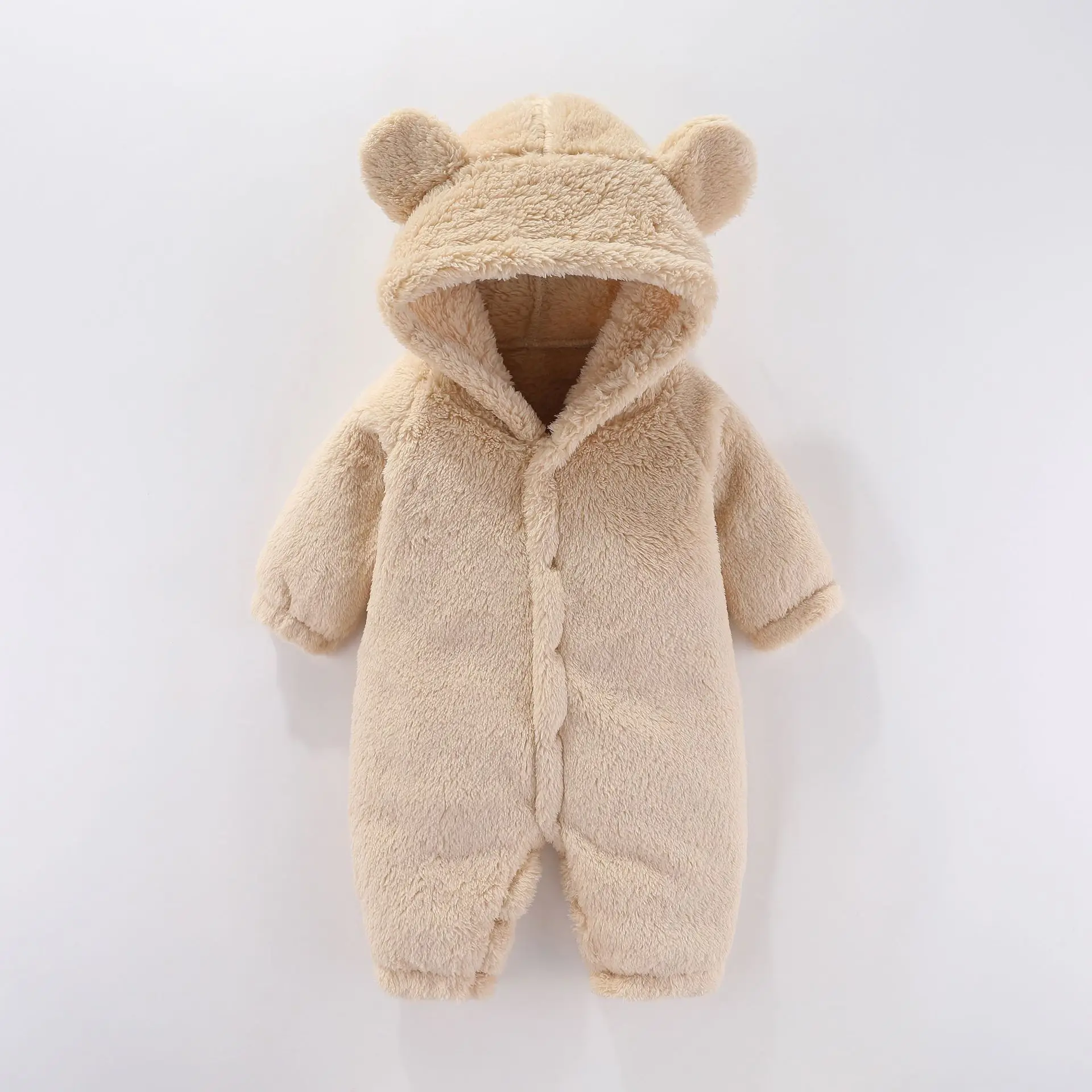 

0-1Y Lamb Wool Bodysuit Baby Long-sleeved Climbing Clothes Baby Boys Baby Girls Hooded Cute Rompers