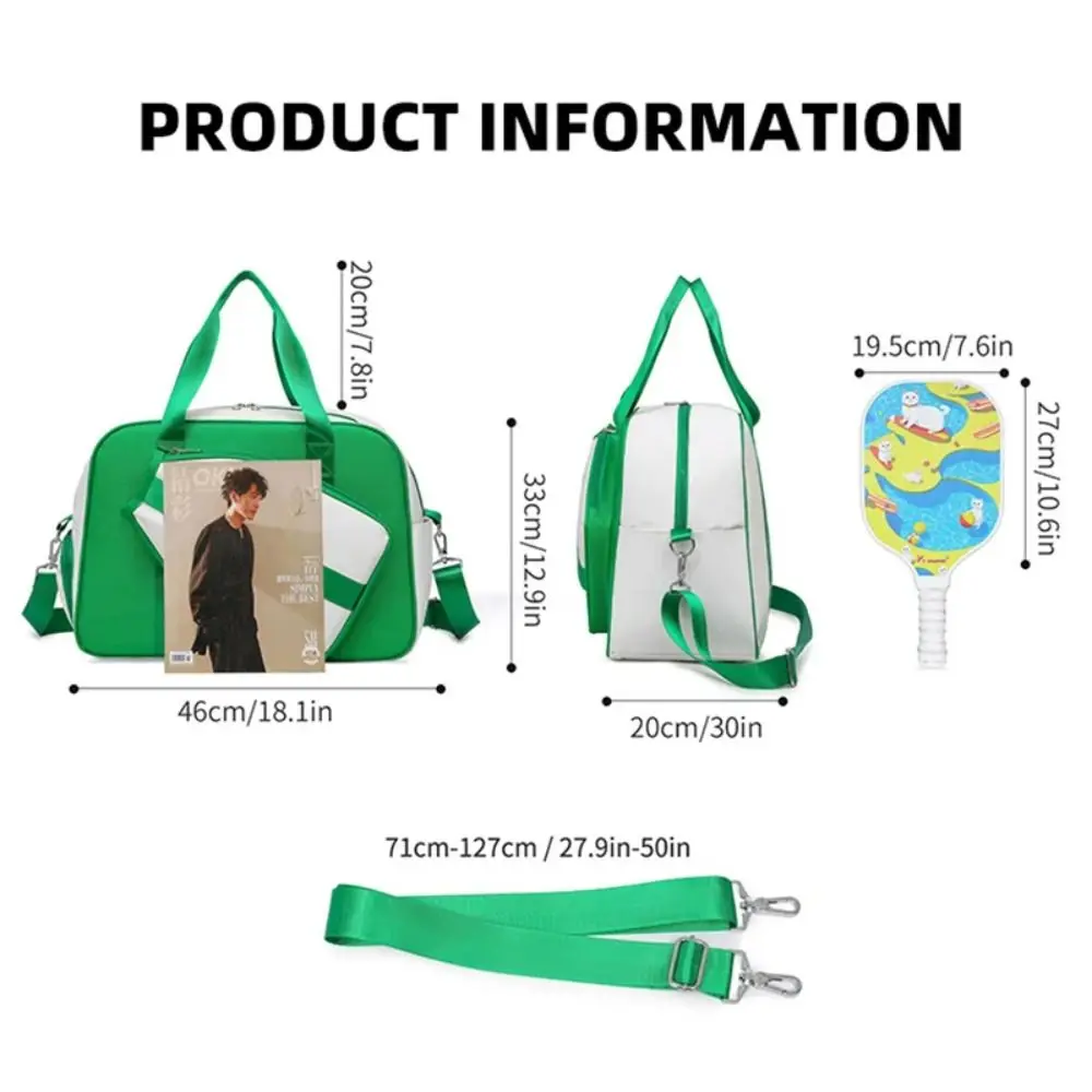 Nylon Pickleball Racket Shoulder Bag with Shoe Compartment Waterproof Pickleball Paddle Bag Large Capacity Adjustable Strap