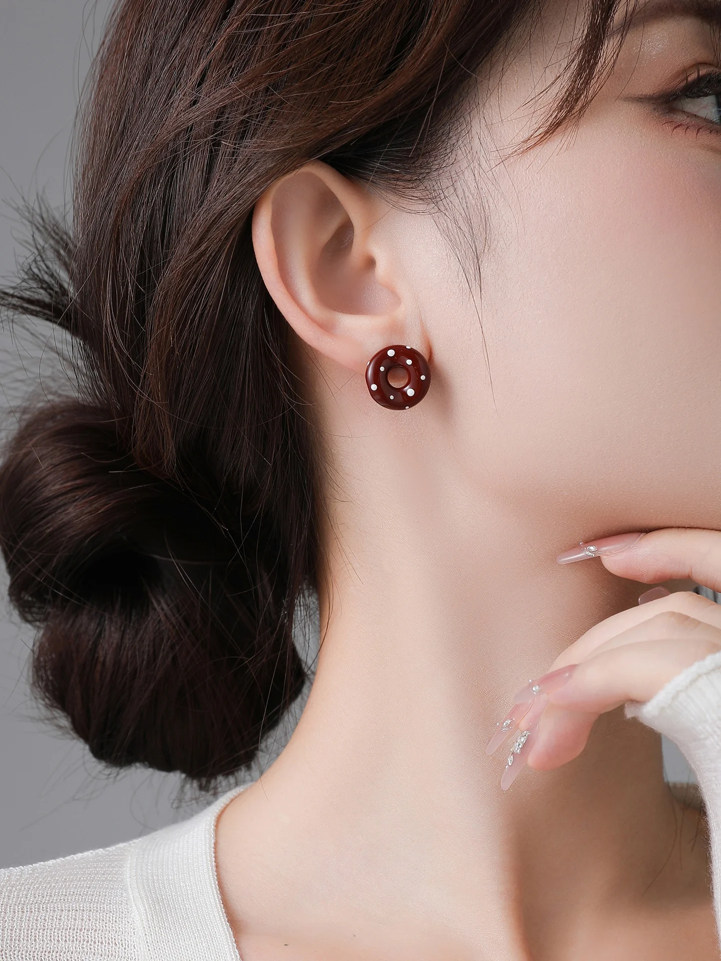 Pendientes redondos rojos de estilo coreano, joyería de plata 925 para celebración de Año Nuevo, accesorios decorativos de be...