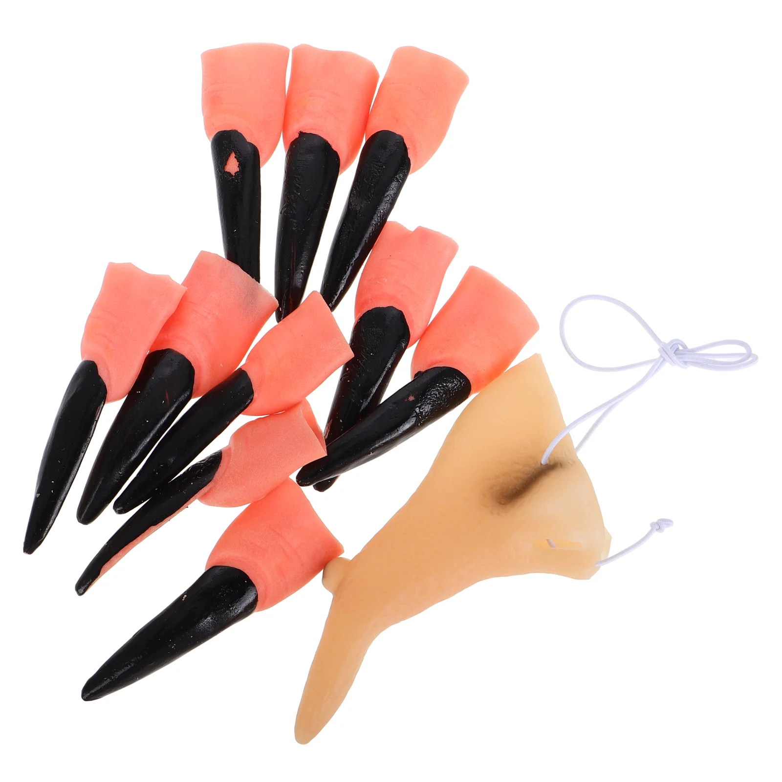 

11 Pcs Accessories Masquerade Props Fake Witch Nails Manicure Nose Witches Fingers Fingernails Rubber