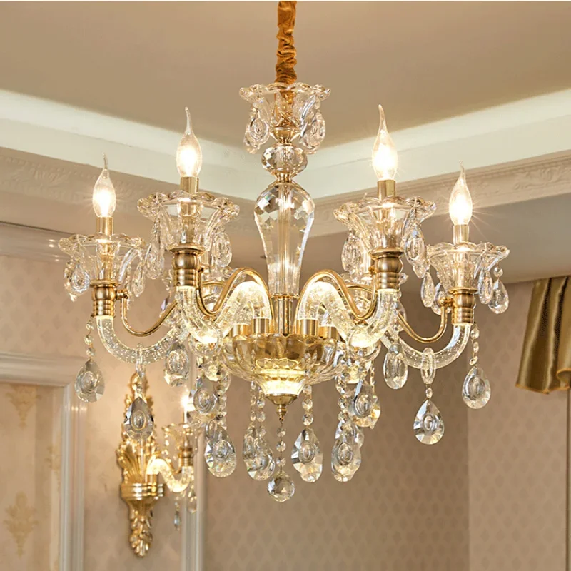 European style luxury luminous crystal chandelier living room dining room bedroom American style creative candle chandelier image 4