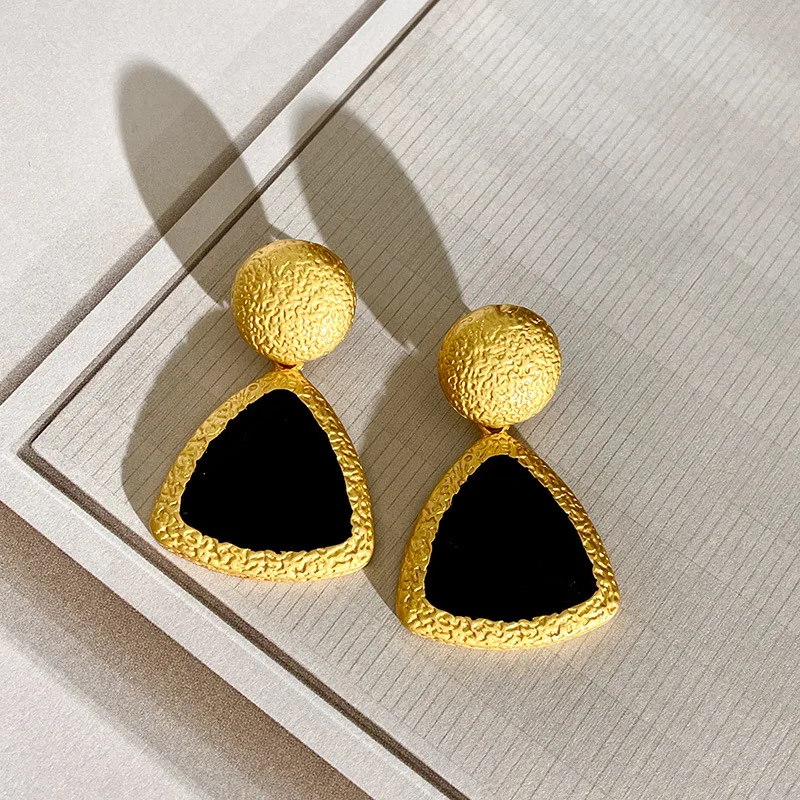 Fashion Jewelry Vintage Temperament Geometric Splicing Color Necklace Earrings For Women Female Gifts Simply Design Accessories