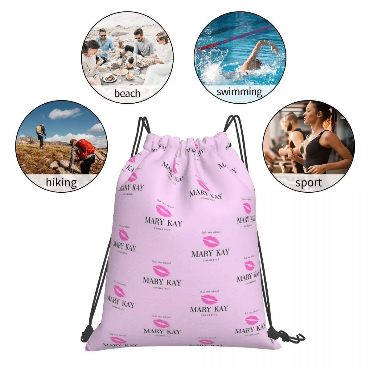 Ask Me About Mary Kay Cosmetics Backpacks Portable Drawstring Bags Drawstring Bundle Pocket Sports Bag BookBag For Travel School