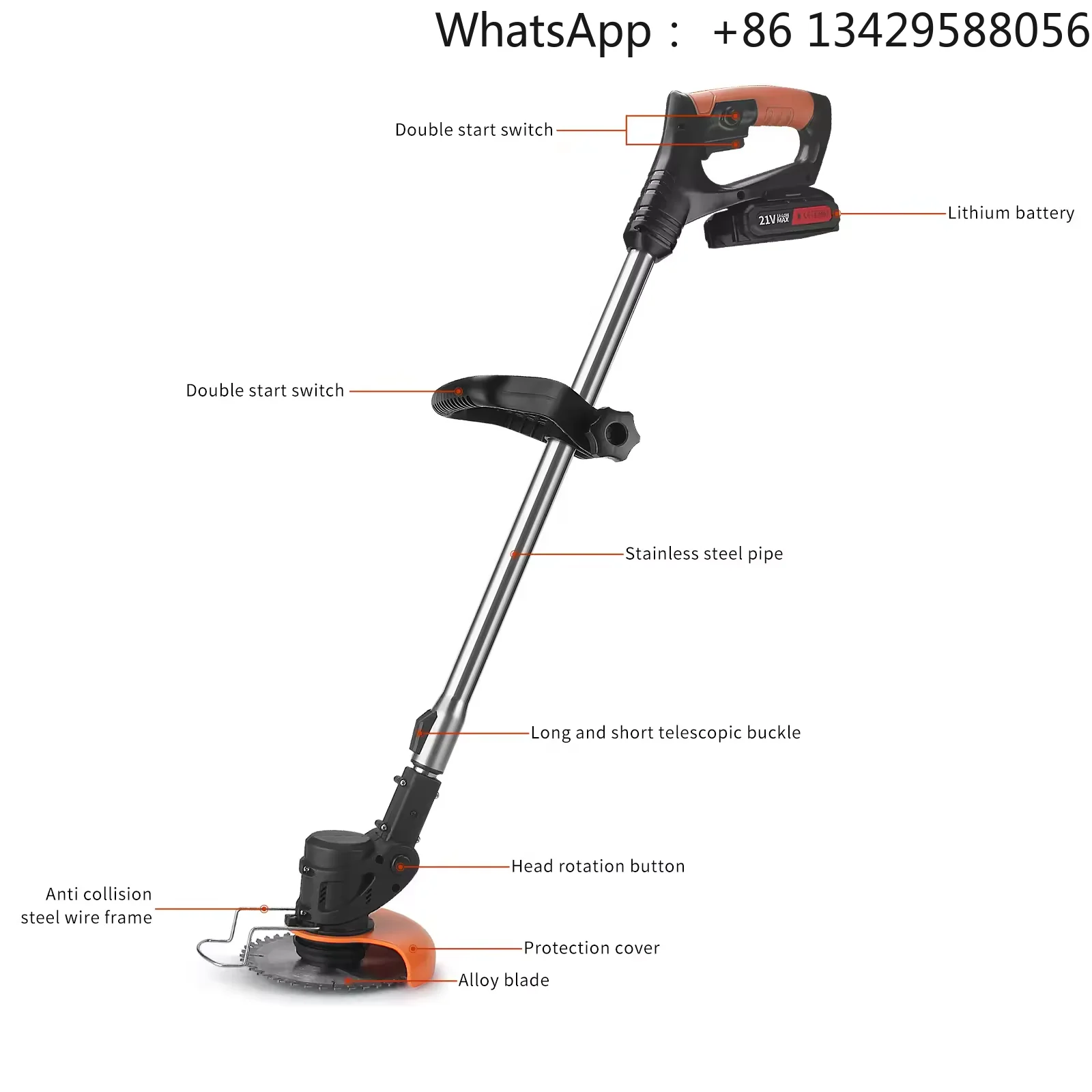 AKX Multifunction Cordless Weed Eater Pole Saw Power Grass Trimmer String Trimmer Folding Handle High Torque Wheel DIY