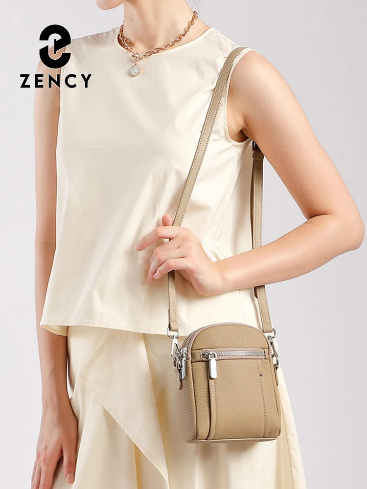 Zency Genuine Leather Fashion Women Crossbody Bag Small Phone Bags for Summer