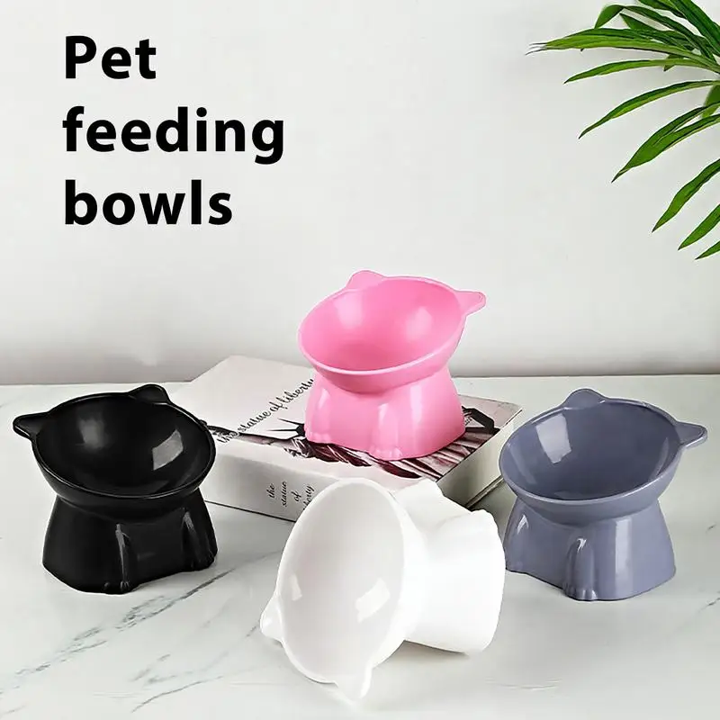 Elevated Cat Food Bowl Tilted Food Dish For Indoor Cats Non-slip Pet Food Bowls Tall Cat Feeding Bowls For Prevent Neck Fatigue