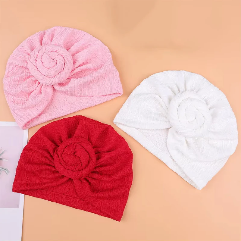كبير الحلزون الكروشيه عمامة الطفل القبعات Topknot قبعة قطنية طفل صبي فتاة أغطية الرأس بونيه الوليد بيني الاطفال الملحقات #1
