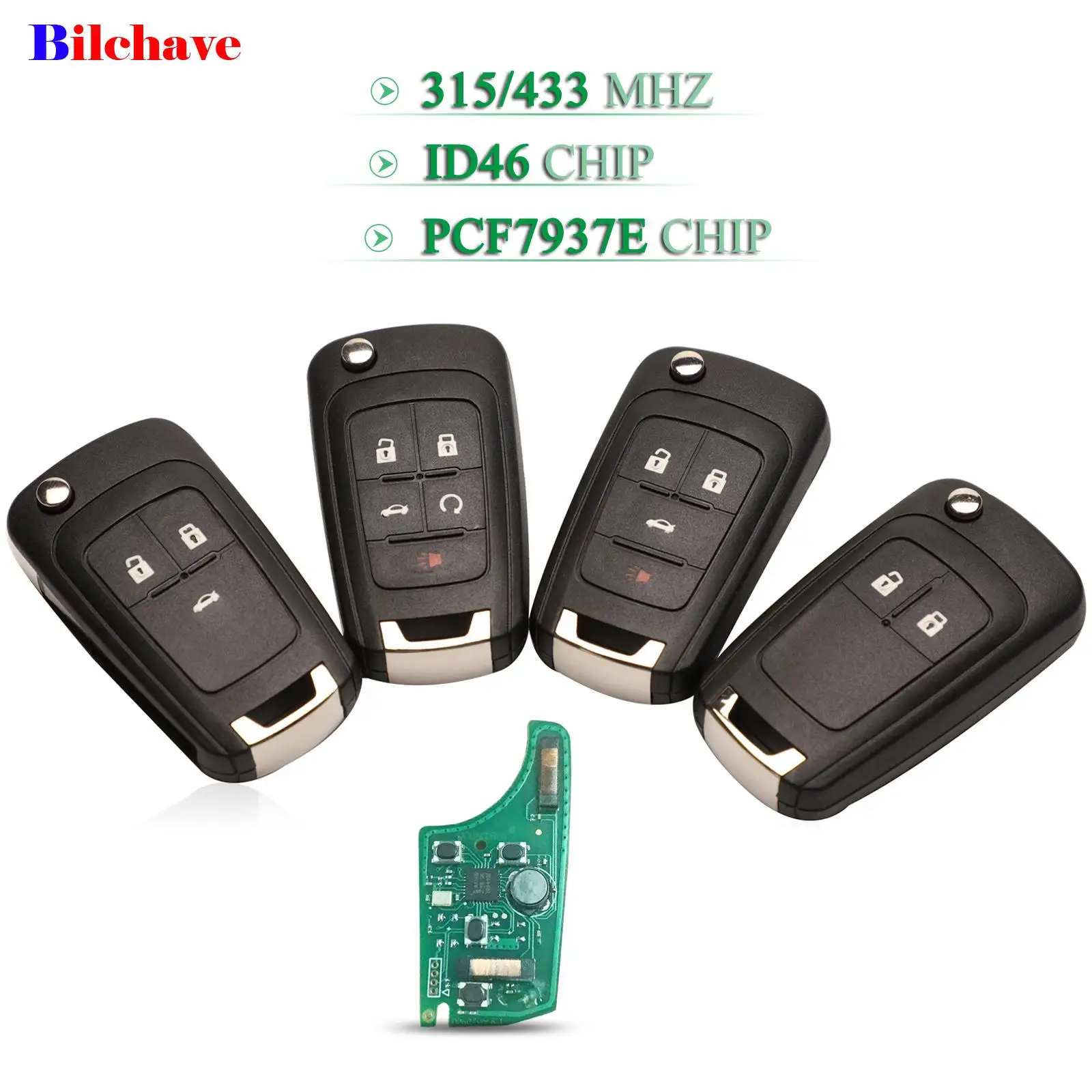 

jingyuqin 2/3/4/5 Buttons for OPEL/VAUXHALL Astra J Corsa E Insignia Zafira C 2009-2016 Remote Car Key 315/433MHz PCF7937E Fob