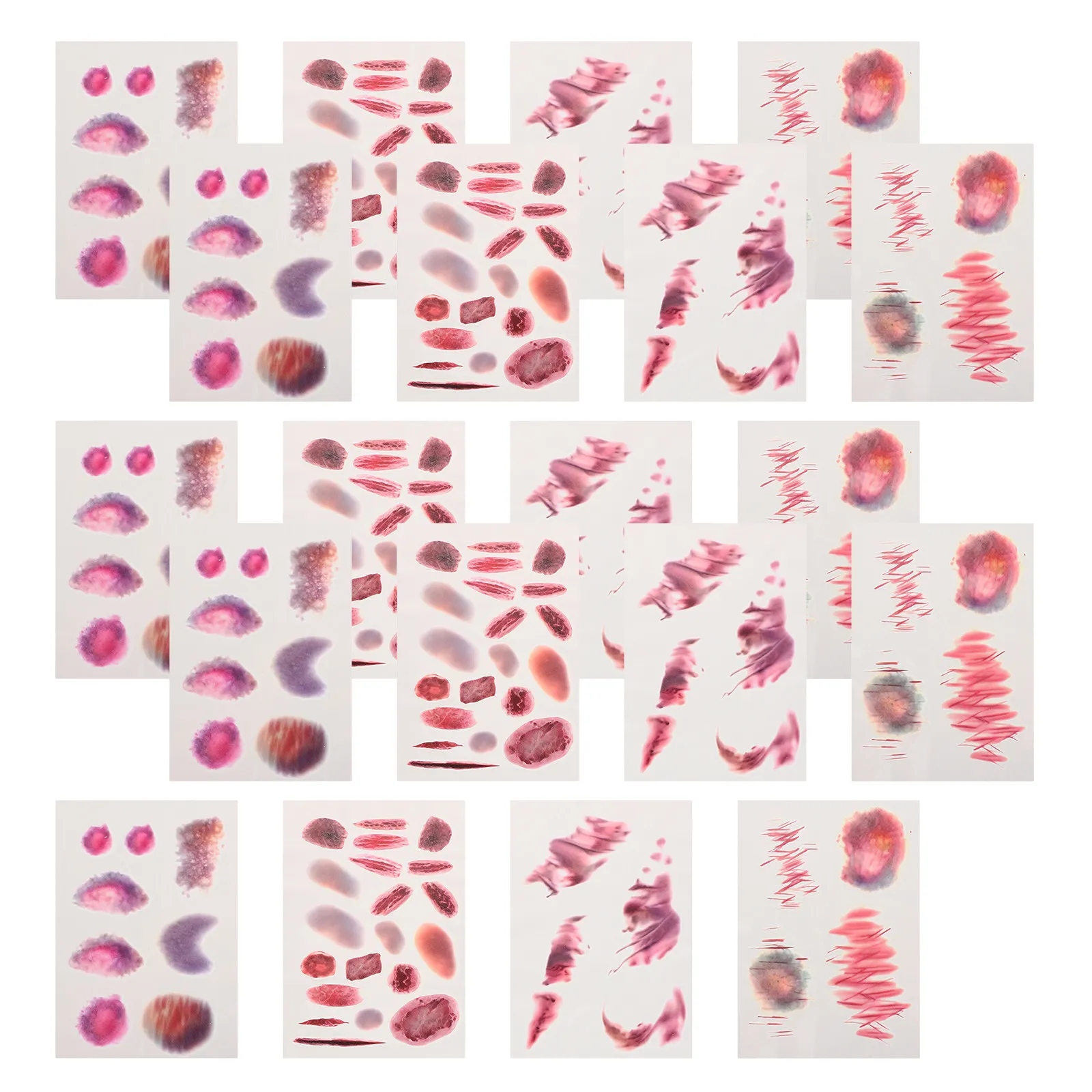 20Pcs Halloween Scar Temporary Tattoos Realistic Fake Bloody Wound Stickers Face Body Cosplay Horror Makeup Effects