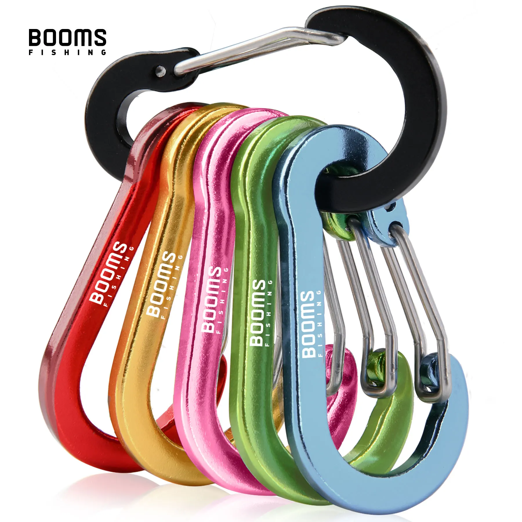 

Booms Fishing CC1 6Pcs Aluminum Alloy Carabiner Keychain Outdoor Camping Climbing Snap Clip Lock Buckle Hook Fishing Accessories