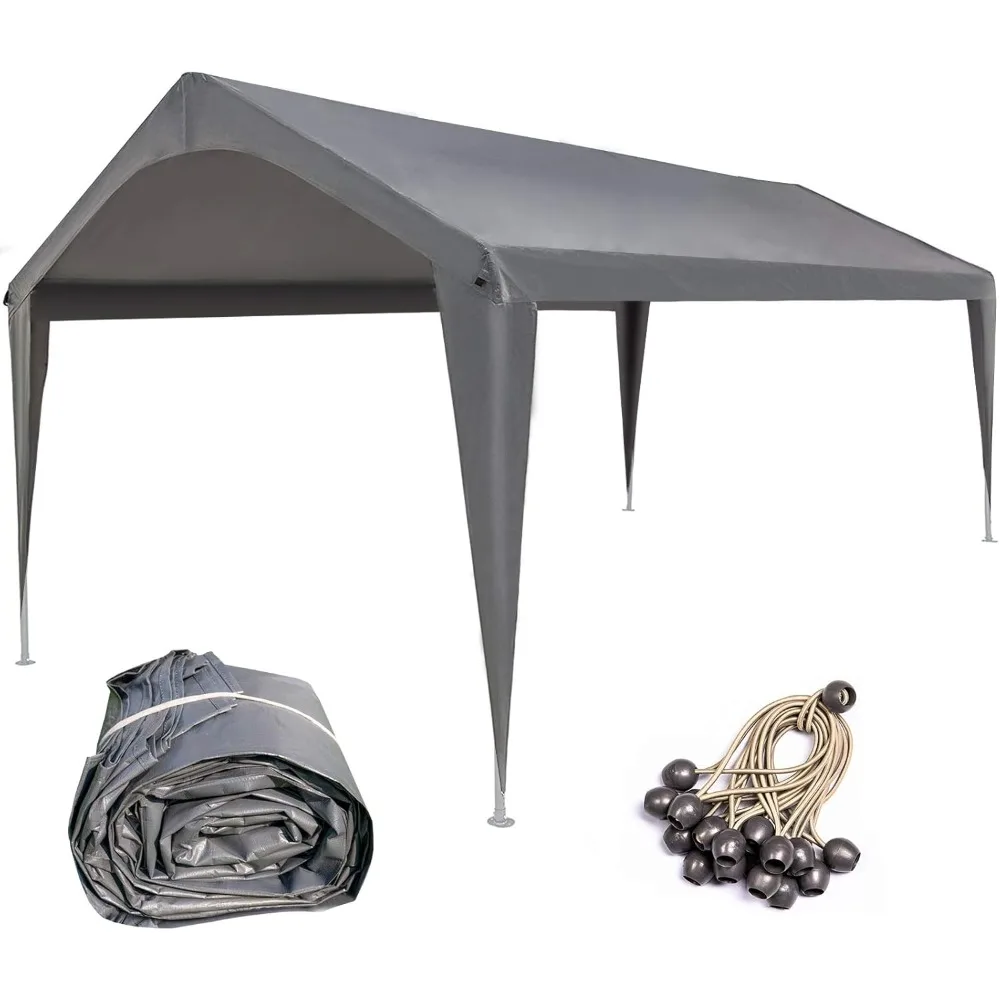 10x20 Feet Carport Replacement Top Canopy Cover with Fabric Pole Skirts and Accessories for Car Garage Shelter Tent,Dark Grey