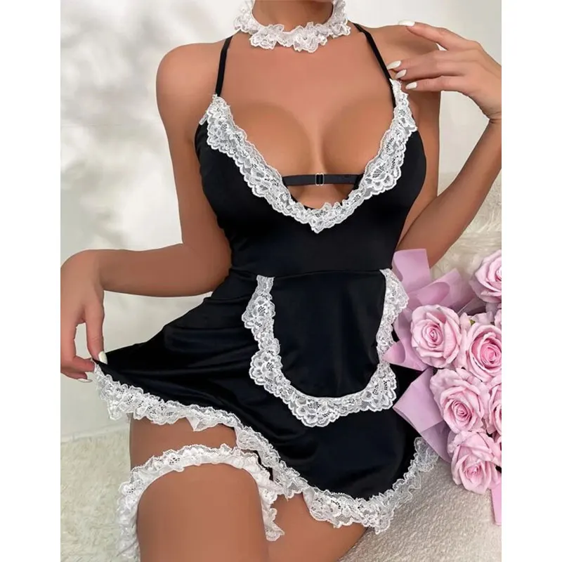 Erotic Underwear Porno Woman Maid Lingerie Sexy Dress Lingerie Cosplay Costumes Uniform Female Lenceria Sexi Role Play Outfit