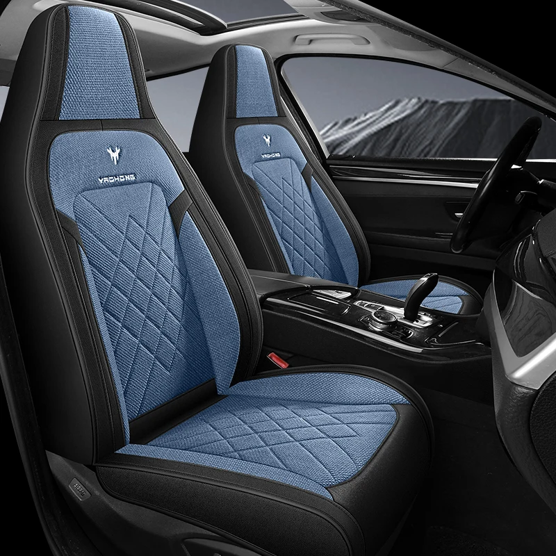 

1pc Hooded Car Seat Cover - Premium Linen Texture for All-Season Comfort & Breathability, Universal Design for Sedans, SUVs