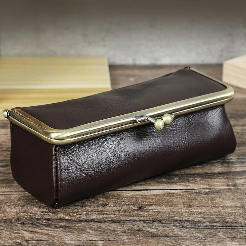 

Full-grain First-layer Cowhide Metal Tumble Sunglasses Bag Travel Portable Jewelry Glasses Necklace Leather Storage Box