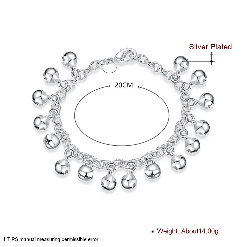 Bracelet bohème en argent regardé 925, bracelet à maillons perlés Jingle Bells