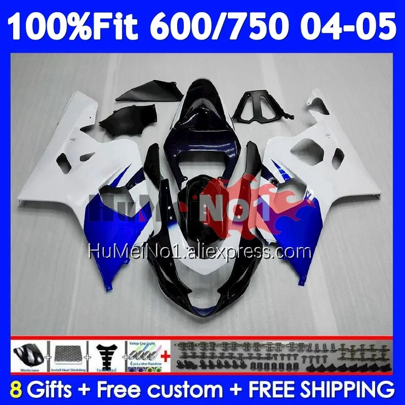 OEM Body For SUZUKI GSXR 750 600 CC K4 White blue GSX-R600 103No.5 GSXR-750 GSXR600 GSXR750 04 05 2004 2005 Injection Fairing