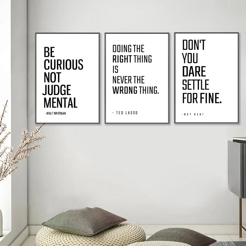 Ted Lasso Believe Quote Poster  Yellow Motivational Canvas Print for Home  Room Decor Minimalist Wall Art