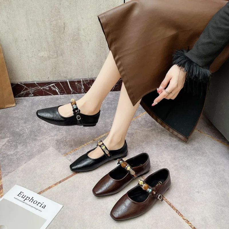 

2025 Новые женские рабочие туфли без шнуровки на плоской подошве Мэри Джейн, модная повседневная женская удобная обувь для женщин, стильная офисная повседневная одежда