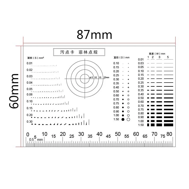 Gauge Point Gauge Transparent Film Stain Card Comparison Card Stain Crack Contrast PET Soft Ruler Dot Line Surface Quality Inspe