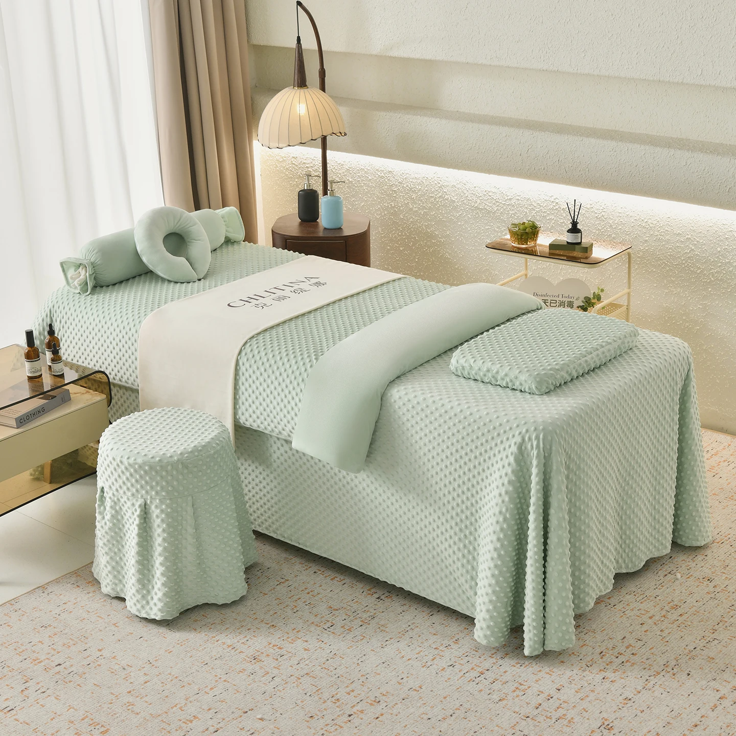 

Winter Warm Bean Velvet 4pcs Bedding Sets for Beauty Salon Luxury Soft Velvet Bedspreads Bed Cover Sets