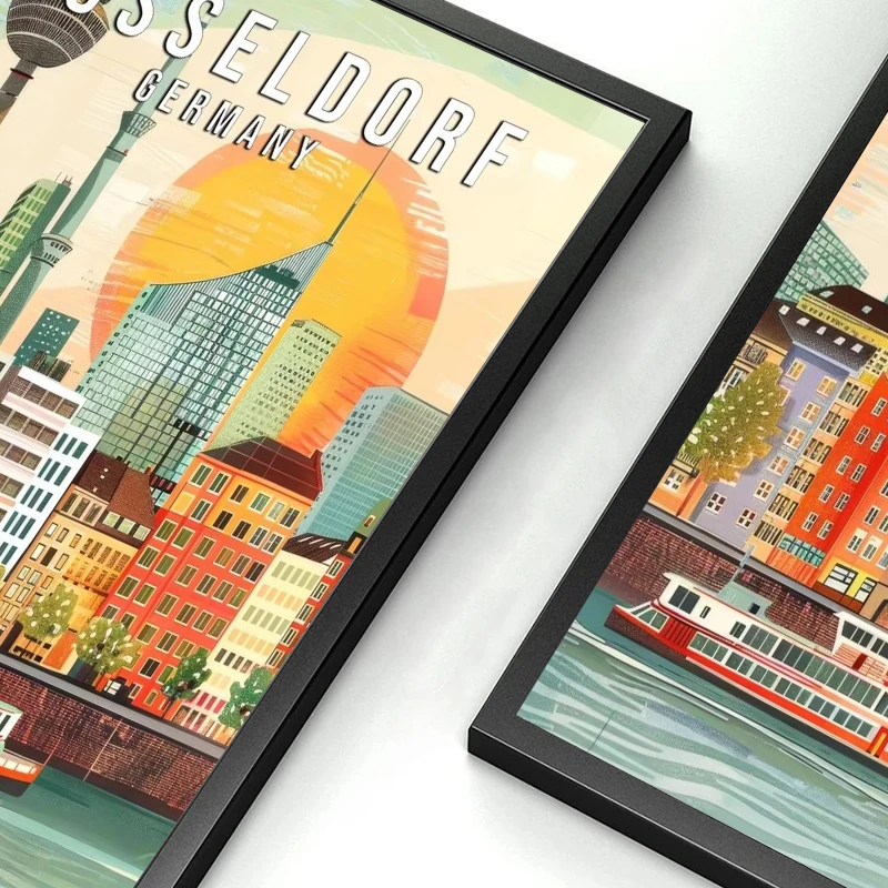 مشهد المدينة الساحلية الشهيرة كولومبيا نيوزيلندا العمارة الرجعية الملصقات قماش لوحات جدار الفن HD صور ديكور المنزل