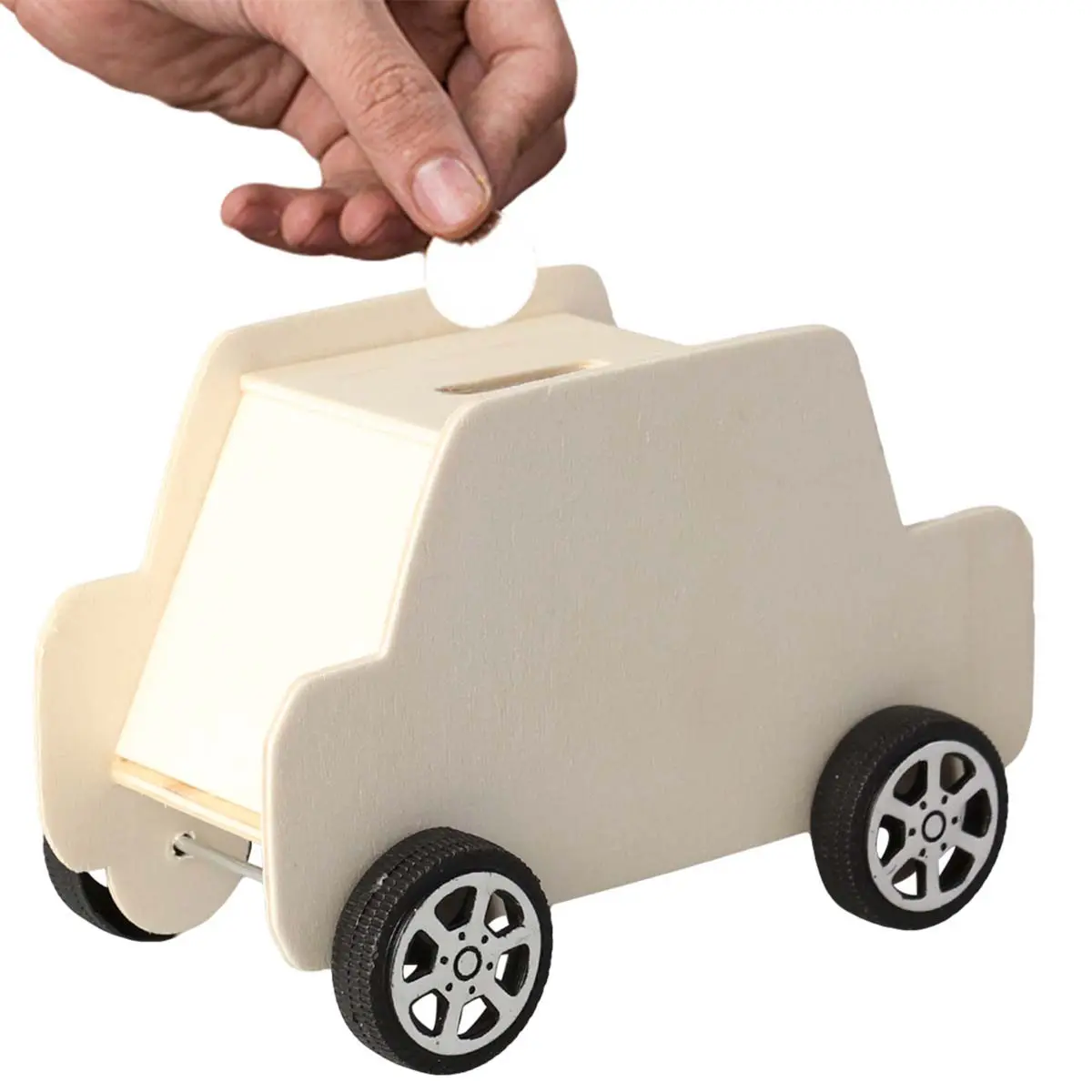 Wooden Car Money Box DIY Decorative Savings Pot for Creative Painting Project Educational Gift to Boost Intelligence