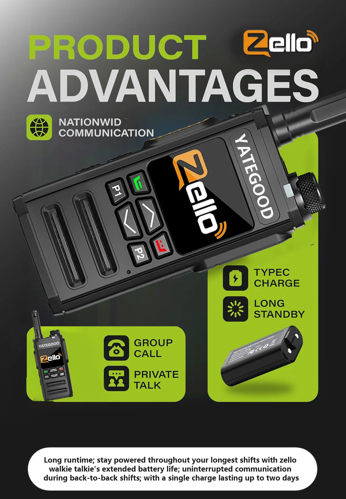 YATEGOOD G288ZELLO 5000KM rádio presunto walkie talkie de longo alcance global ptt 4G poc radio100km