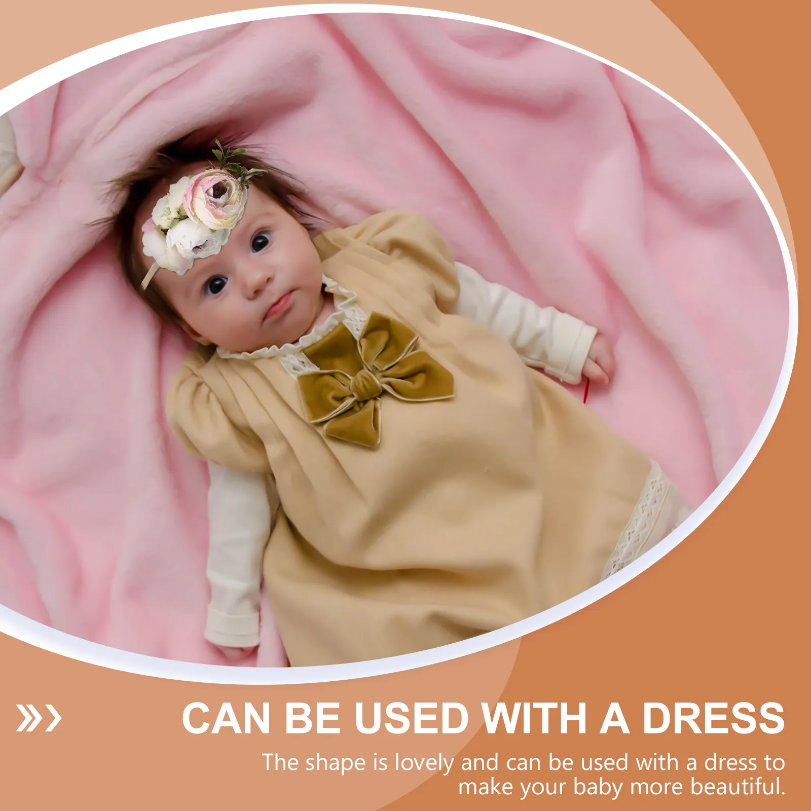 

3Pcs Pearl Flower Baby Headbands Elastic Soft Cloth Photo Prop Toddler Girls Headdress Pink Beige Decorative Hairband