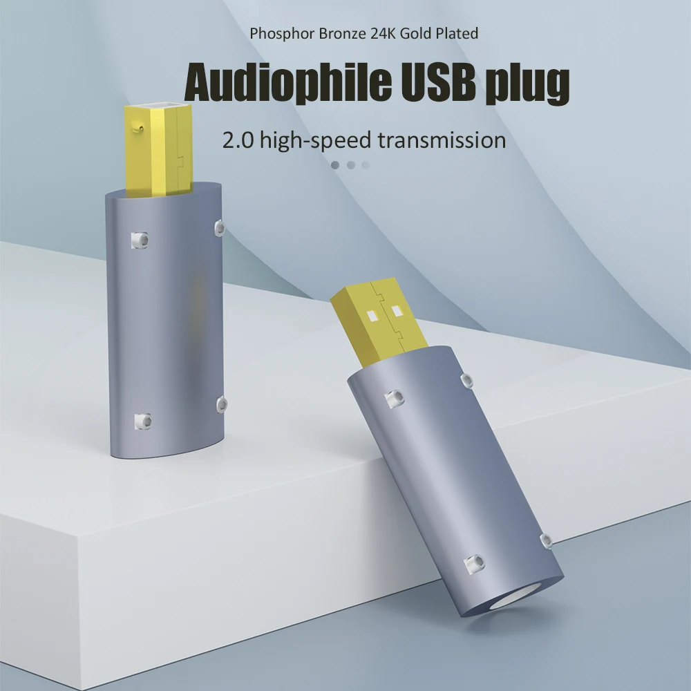 Monosaudio USB 2.0 Plug USB Connector High Quality 24K Gold Plated DIY Hi-Fi USB Cable Gold Plated USB B Part