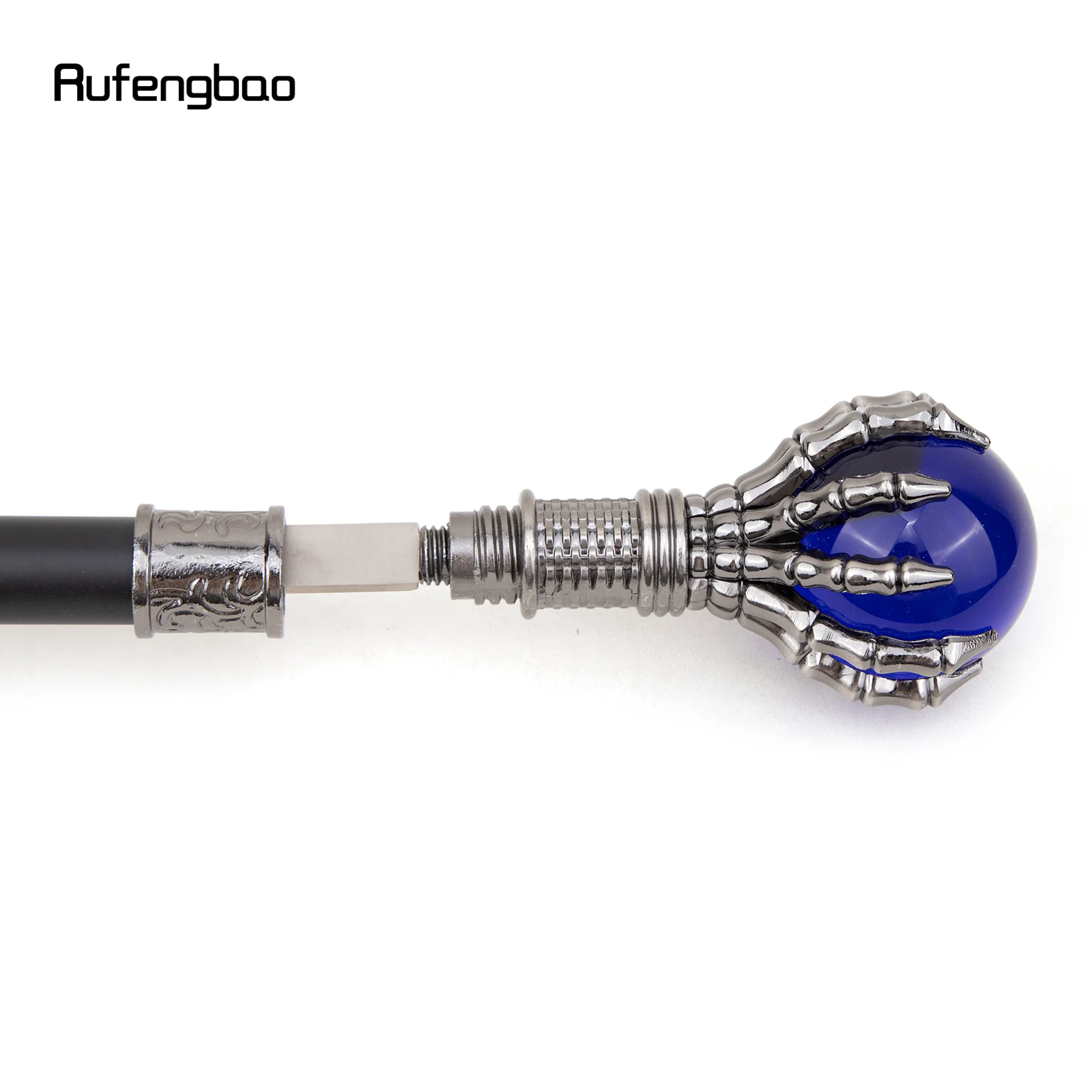 Blue Glass Ball  Steampunk Walking Stick with Hidden Plate Self Defense Fashion Cane Plate Cosplay Crosier Stick 93cm