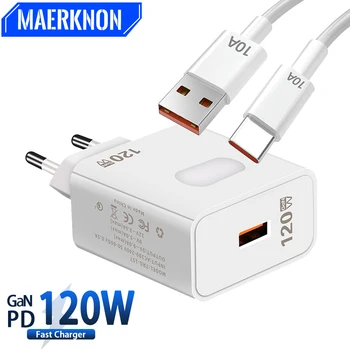 GaN 120W USB şarj tipi C kablo hızlı şarj cep telefonu şarj adaptörü iPhone 15 için Xiaomi Samsung Huawei USB C şarj
