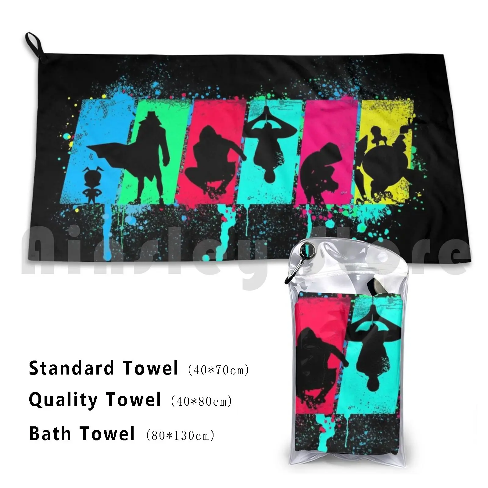 Spider Souls Custom Towel Bath Towel Into The Spiderverse Miles Moralas Neon Silouette