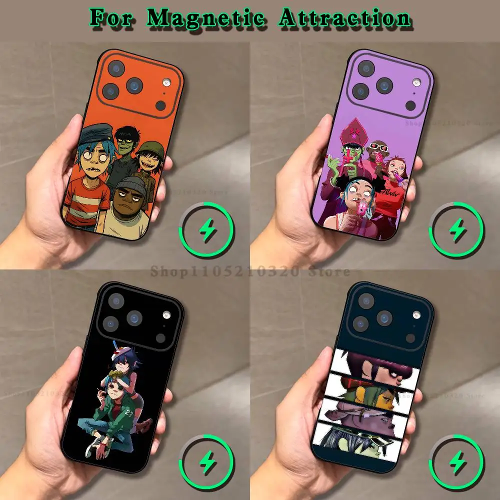 

G-Gorillaz-Z band Phone Case For iPhone 16,17,15,14,13,12,11,Pro,Max,Plus,E,Air,Mini Magnetic Magsafe Frosted Black soft