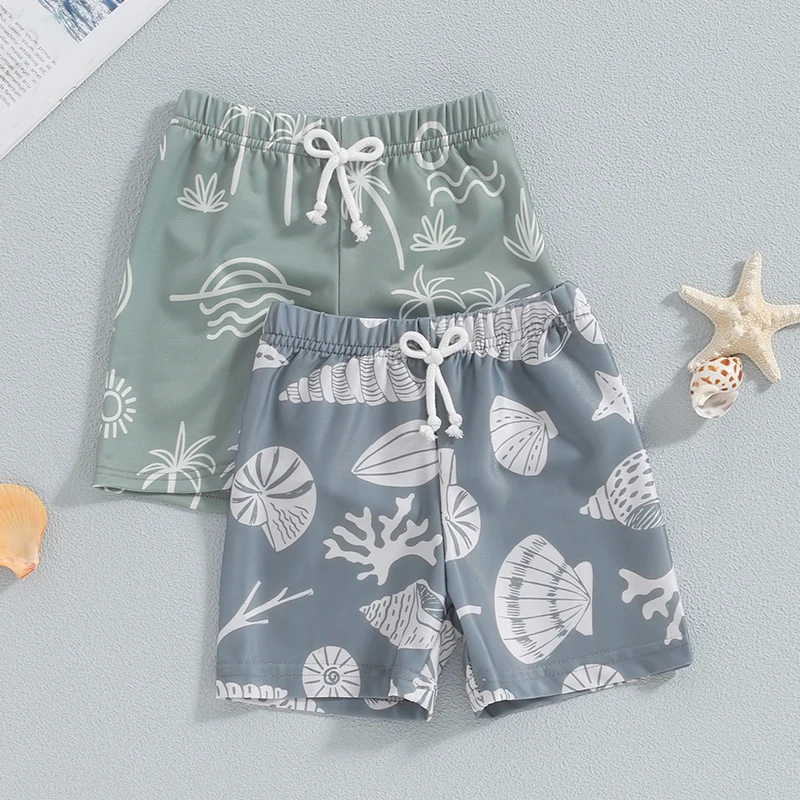 Toddler Kids Baby Boys Summer Board Shorts Shell Print Elastic Waist Swimming Trunks for Boy Children Swimsuits Beachwear