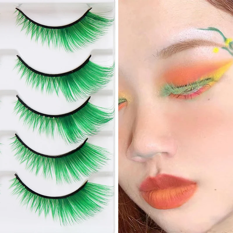 Bunte gefälschte Wimpern Halloween-Make-up-Produkte Blau Rot Rosa Falsche Wimpernverlängerung Farbige Wimpern Make-up Cosplay