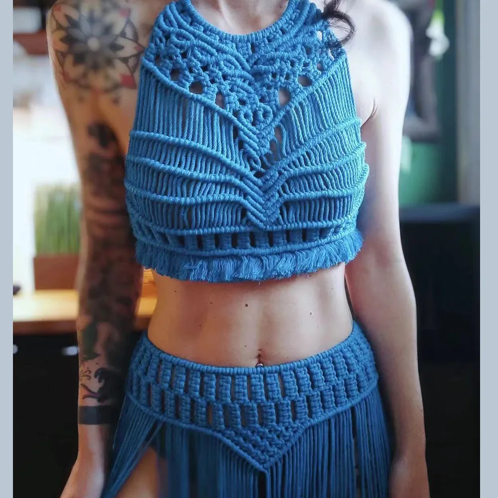 

Beachapche Tassel Macrame Women's High Quality Sexy O Neck Tassel Hollow Long Dress Fashion Elegant Evening Celebrity Party