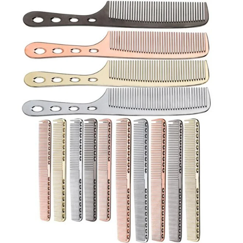 Professional Hair Combs Metal Barber Comb Hair Cutting Brush Anti-static Hairdressing Detangling Hair Brush Salon Styling Tools