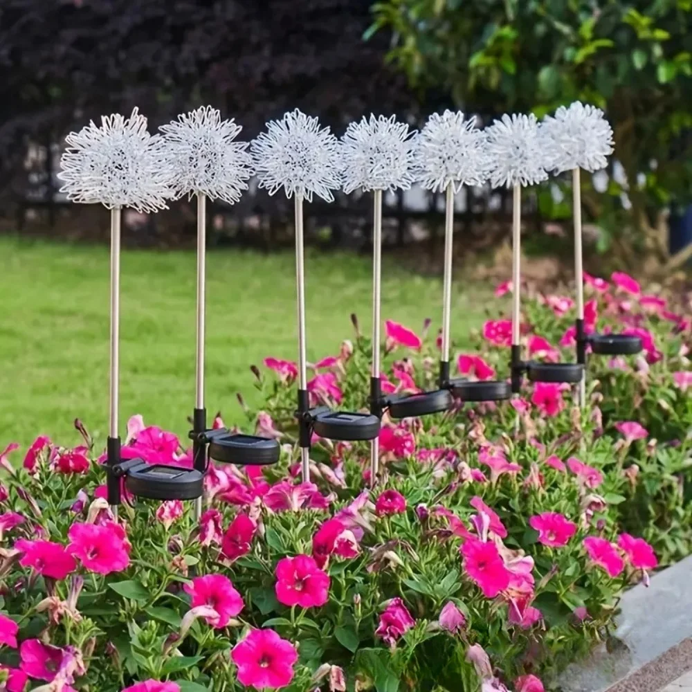 

Solar Dandelion Grounded Aluminum Wire Lamp Outdoor Camping Garden Courtyard Christmas Holiday Warm Atmosphere Lamp Decoration