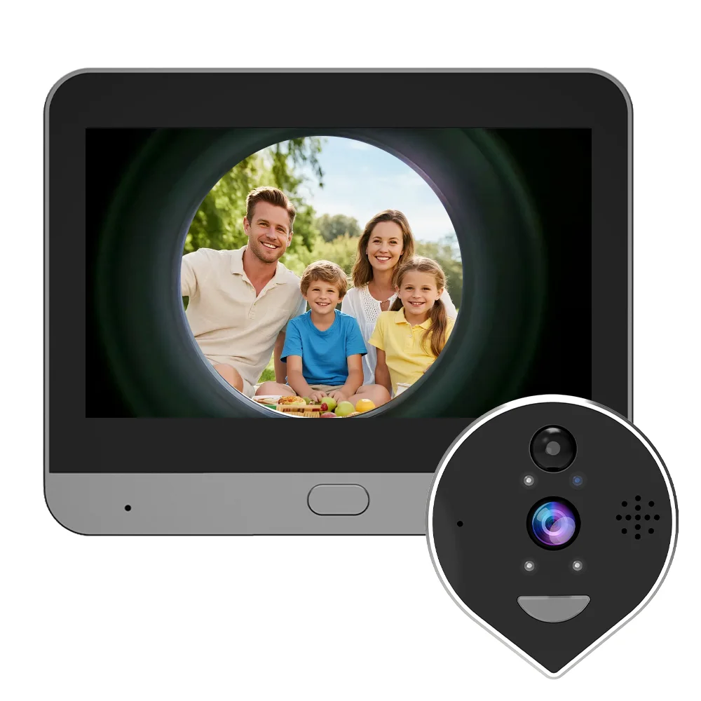 4.3inch Tuya APP 3MP 360Degree Fish Eye Lens WIFI Doorbell Intercom Visual Panoramic Video Door Phone Peephole Camera Doorviewer